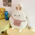 Zaino carino con coniglio stile giapponese in nylon per studenti scolastico rosa bianco - Solo borsa (Senza ciondolo) / Bianco