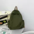 Retro dunkelgrüner Canvas Rucksack, minimalistische Harajuku Schultasche für Studenten Alltag. - Grün