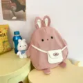 Zaino rosa con coniglio stile Harajuku giapponese per donne, grande borsa scolastica in nylon. - Solo borsa (Senza ciondolo) / Rosa