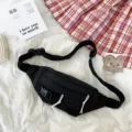 Japanischer Harajuku lässiger schwarzer Brustbeutel für Damen, minimalistische Umhängetasche. - Schwarz