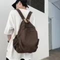 Vintage Canvas Rucksack für Damen und Herren, großer lässiger minimalistischer Schulrucksack. - Kaffeebraun