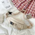 Beige Corduroy Gürteltasche Lässige Brusttasche Japanischer Harajuku Stil Damen Bauchtasche - Khaki