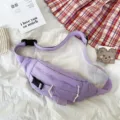 Japanischer Stil lila Kord Brusttasche Freizeit Umhaengetasche Damen Alltag Tasche. - Hellviolett