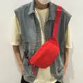Rote Nylon Brusttasche, lässige Umhängetasche Gürteltasche für Damen und Herren, Streetwear. - Rot