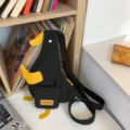 Niedliche Enten-Leinwand-Umhängetasche, schwarze und gelbe Crossbody-Tasche für Damen. - Einheitsgröße / Schwarz