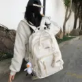Japanischer Ins-Stil einfarbiger großer Kapazität Studenten Rucksack, Freizeittasche Damen. - Einzelne Tasche / Gebrochenes Weiß