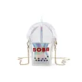 Transparente Boba Bubble Tea Becher Umhängetasche mit holografischem Panel und Kette. - Silber