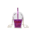Transparente Bubble Tea Becher Umhängetasche Neuheit Jelly PVC Schultertasche mit Kette - Fuchsia