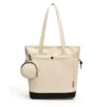 Große Leinwand Shopper Tasche mit kleinen Münzbeutel Umhängetasche für Damen Alltag - Einheitsgröße / Gebrochenes Weiß