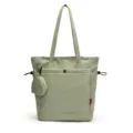 Salbeigrüne große Damen Handtasche Shopper mit Schulterriemen und kleiner Münztasche. - Einheitsgröße / Grün