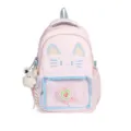 Zaino ita gatto rosa carino per studenti, borsa kawaii con tasca trasparente capiente. - Borsa Singola Senza Accessori / Pois piccoli rosa