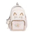 Zaino ita gatto carino per studenti, grande capacità, borsa scolastica morbida con finestra trasparente. - Borsa Singola Senza Accessori / Pois grandi beige
