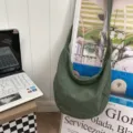 Borsa a tracolla in tela tinta unita casual grande capacità borsa hobo crossbody verde giorno - Verde