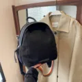 Black corduroy backpack casual women school bag daily travel lightweight student daypack - One Size / Black