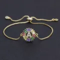 18k gold plated colorful alphabet letter bracelet with zircon pendant for women daily wear - Letter A