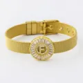 Gold-plated Zircon Letter F Watch Strap Bracelet Adjustable Chic Fashion Jewelry - Letter F Style