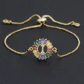Gold Plated Colorful Zircon Letter Slider Bracelet Adjustable Fashion Jewelry For Women - Letter I