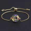 Gold-plated colorful letter L zircon bracelet, adjustable dainty fashion jewelry for women. - L