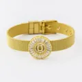 Gold Zircon Letter O Watch Strap Bracelet Copper 18K Plated Adjustable Fashion Jewelry - Letter O Style