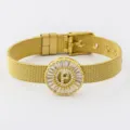 Gold Plated Mesh Strap Letter P Cubic Zirconia Adjustable Fashion Bracelet Variant Item - Letter P Style
