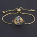 Gold Plated Colorful Zirconia Letter S Adjustable Bracelet Pendant Fashion Jewelry - S
