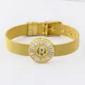 18K Gold Plated Mesh Bracelet with Sparkling Zircon Letter R Adjustable Watch Strap Jewelry - Letter R Style