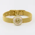 Gold Plated Copper Letter S Watch Strap Bracelet Micro Pave Zircon Adjustable Jewelry - Letter S Style