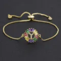Gold plated 18k colorful zircon letter Y pendant bracelet, adjustable tennis chain for women. - Letter Y