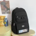 Grande zaino nero in tela con finestra trasparente, zainetto elegante per studenti e uso quotidiano. - Taglia unica / Nero