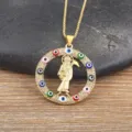 18k gold plated evil eye grim reaper pendant necklace with sparkling cubic zirconia stones. - Colorful