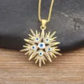 18K gold plated evil eye star pendant necklace with cubic zirconia and blue enamel details - White