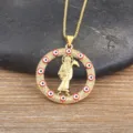 Gold Plated Retro Grim Reaper Zircon Necklace Evil Eye Pendant European American Style - Red