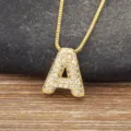 Gold Letter A Pendant Necklace Micro Paved Zircon Alphabet Charm Jewelry Gift for Women - Letter A