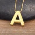 Gold bubble letter A pendant necklace for women, stylish minimalist initial jewelry SKU. - Letter A