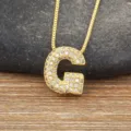 Gold Letter G Zircon Pendant Necklace Micro Pave Full Diamond Balloon Clavicle Chain Jewelry - Letter G