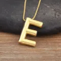 Gold plated puffy letter E necklace, chic minimalist jewelry pendant for women daily wear. - Letter E