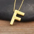 18K gold plated letter F pendant necklace, stylish bubble letter initial jewelry for women. - Letter F