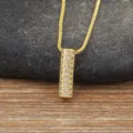 Gold micro-pave cubic zirconia long bar pendant necklace for women dainty clavicle chain - Letter I