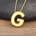 Gold 18k plated bubble letter G pendant necklace, minimalist cute jewelry for women daily wear. - Letter G