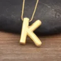 Gold plated 3D bubble letter K pendant necklace, elegant minimalist fashion jewelry accessory for women. - Letter K