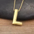 Gold plated bubble letter L necklace pendant for women fashion jewelry accessory. - Letter L