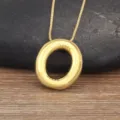 Gold plated bubble letter pendant necklace for women, minimalist fashion 26 alphabet jewelry. - Letter O