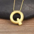 Gold plated bubble letter Q necklace, stylish minimalist 18k gold pendant for women. - Letter Q