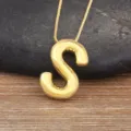 Gold Plated Bubble Letter S Pendant Necklace Dainty Fashion Chic Jewelry Accessory - Letter S