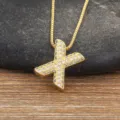 Gold Letter X Pendant Necklace Zircon Micro-Pave Clavicle Chain Fashion Jewelry - Letter X