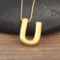 Gold plated bubble letter U pendant necklace, stylish minimalist chic initial jewelry for women. - Letter U