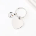 Stainless steel heart keychain blank metal keyring with cute mountain charm pendant accessory. - Heart Pendant With Engraved Round Mustard Seed Charm / Silver