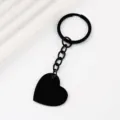 Portachiavi a cuore vuoto in acciaio inossidabile per incisione laser regalo metallico. - Cuore Inclinato / 30x28.5mm (Con Portachiavi) / Nero
