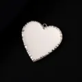 Pendentif cœur vide en acier inoxydable avec bord festonné pour gravure laser et impression UV. - Cœur Martelée / 30mm / Argent