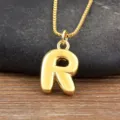 Collier pendentif lettre R de couleur or, bijou de clavicule plaqué or 18K en cuivre élégant. - Style R